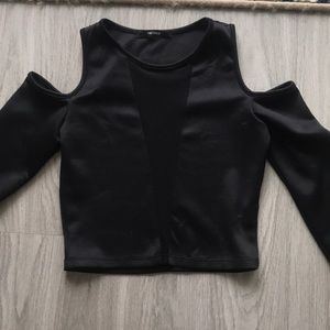 Black open shoulder crop top